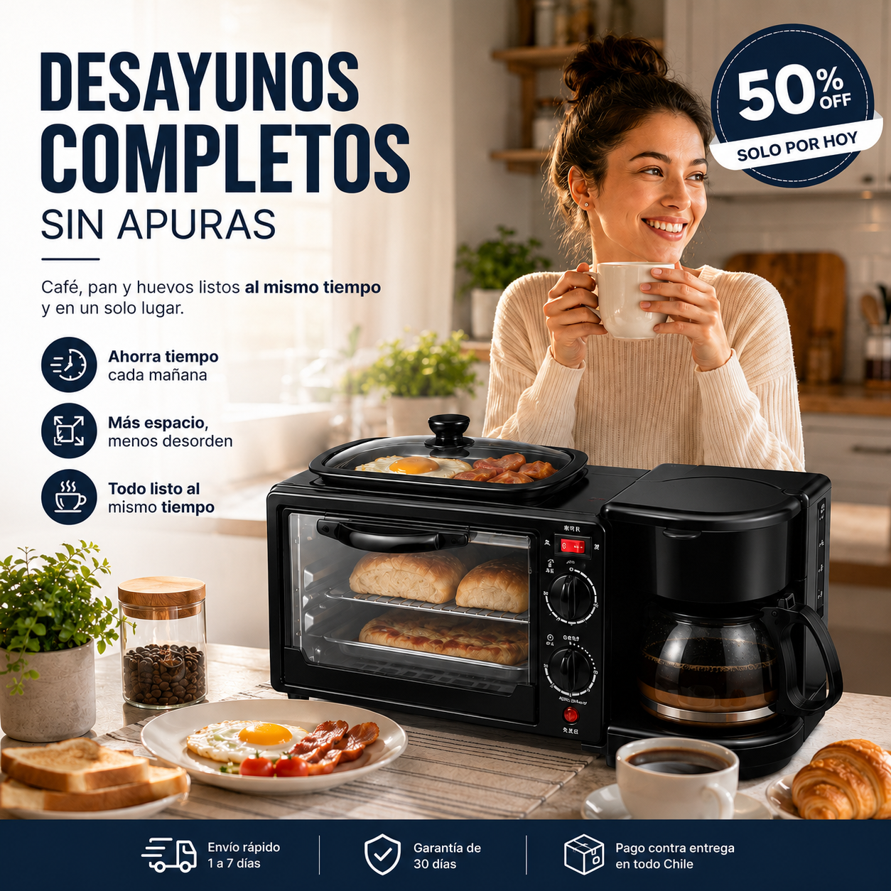 Horno eléctrico 3 en 1.