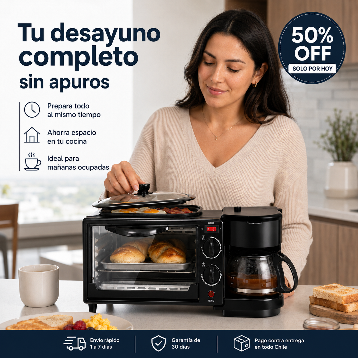 Horno eléctrico 3 en 1.
