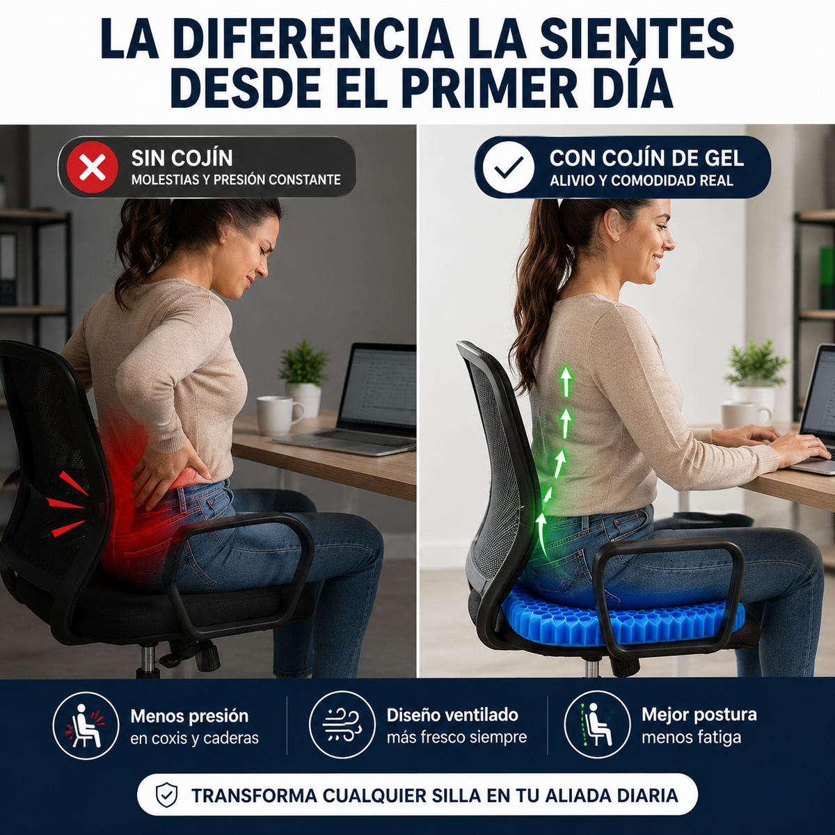 Cojín Suave Gel Flexible Aliviar Fatiga