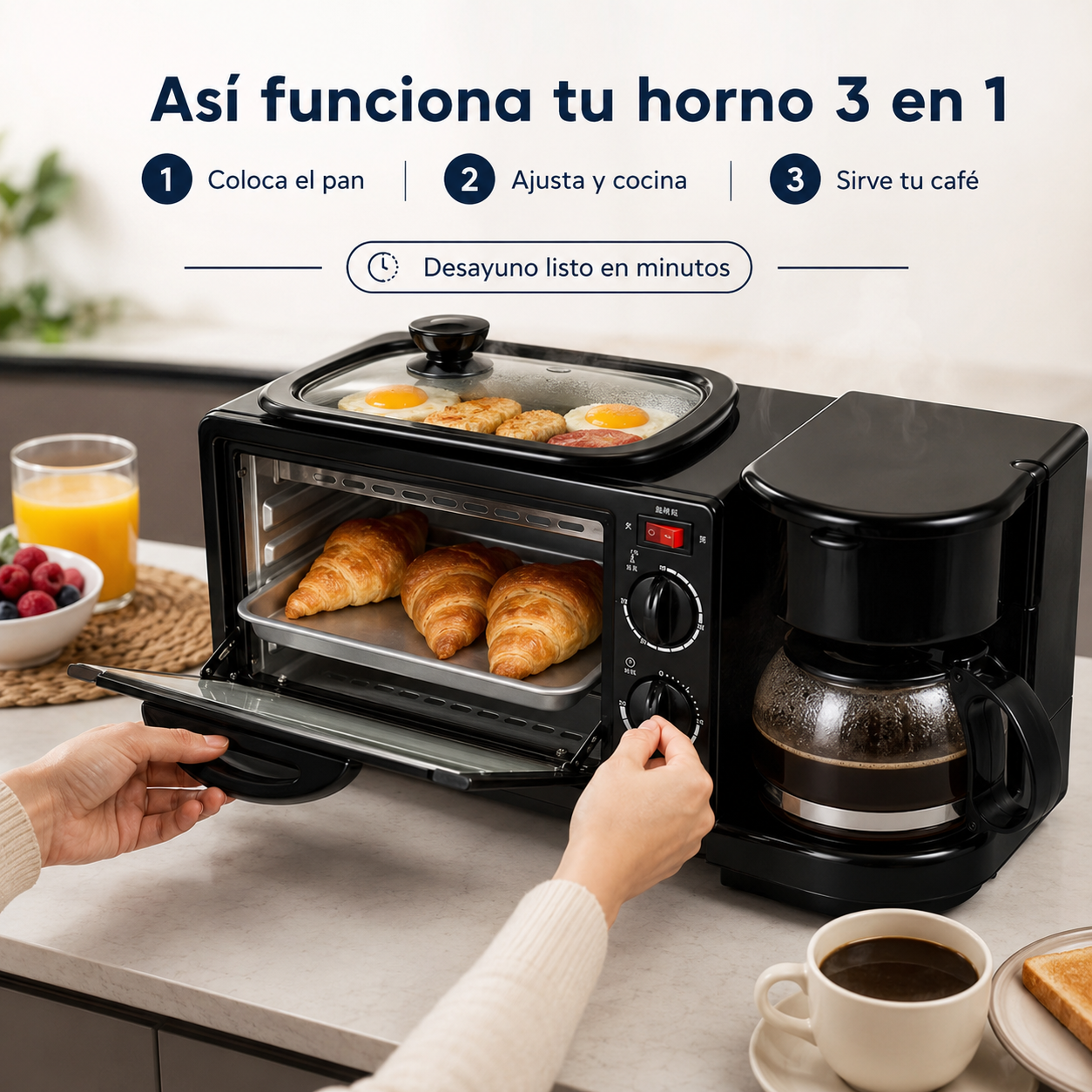 Horno eléctrico 3 en 1.