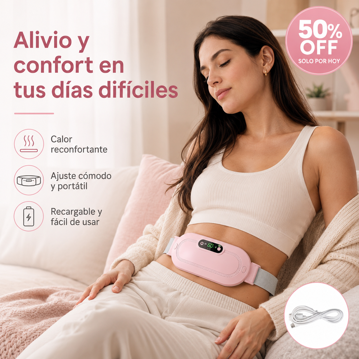 Cinturón Dolor Menstrual Termico Masajes