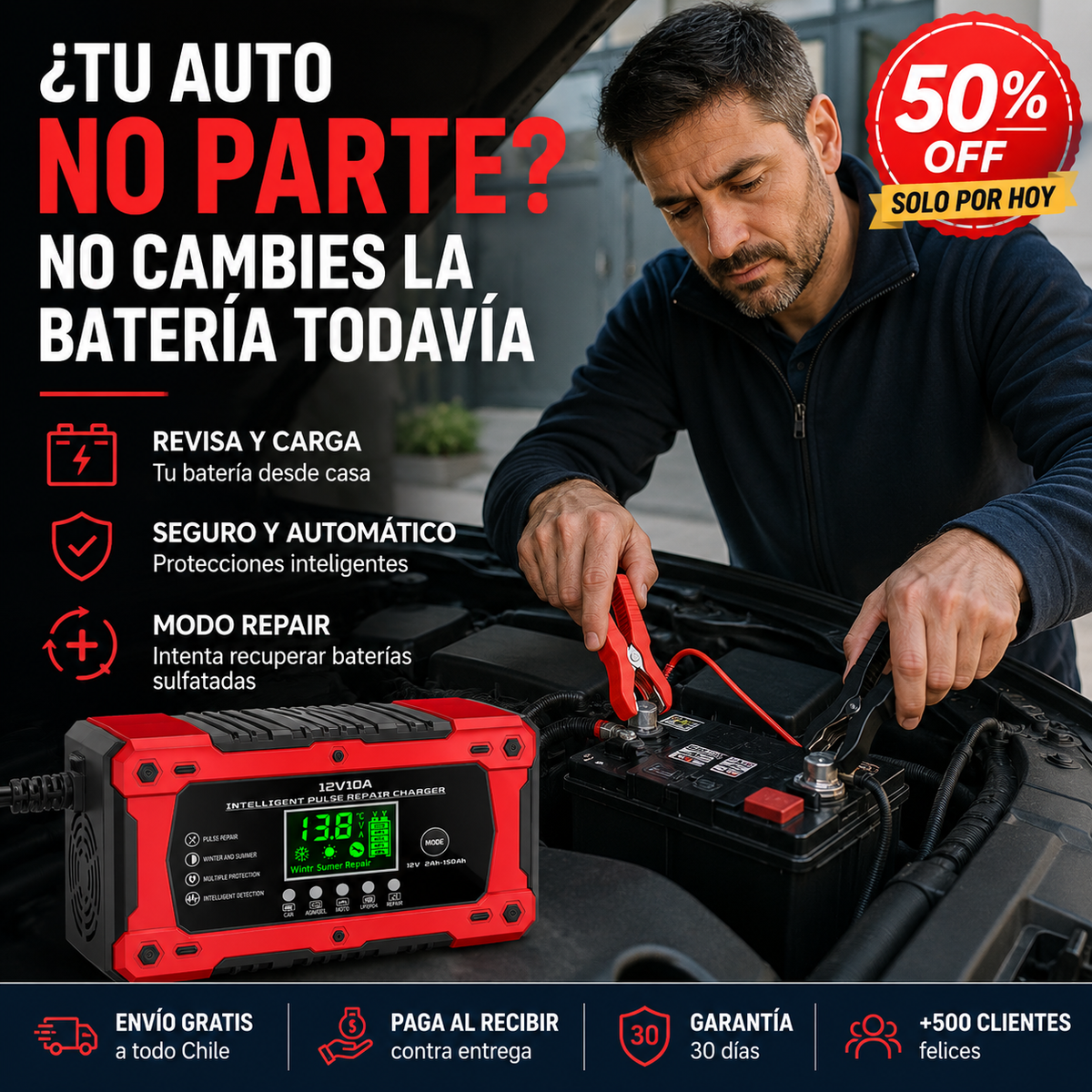 CARGADOR REPARADOR DE BATERIAS PARA AUTO