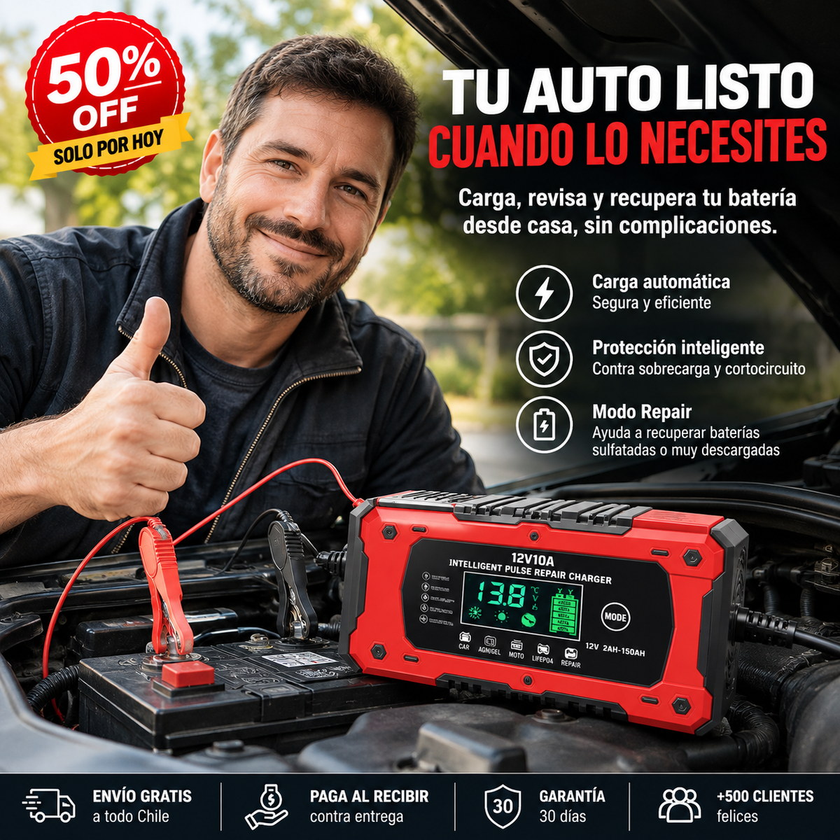 CARGADOR REPARADOR DE BATERIAS PARA AUTO