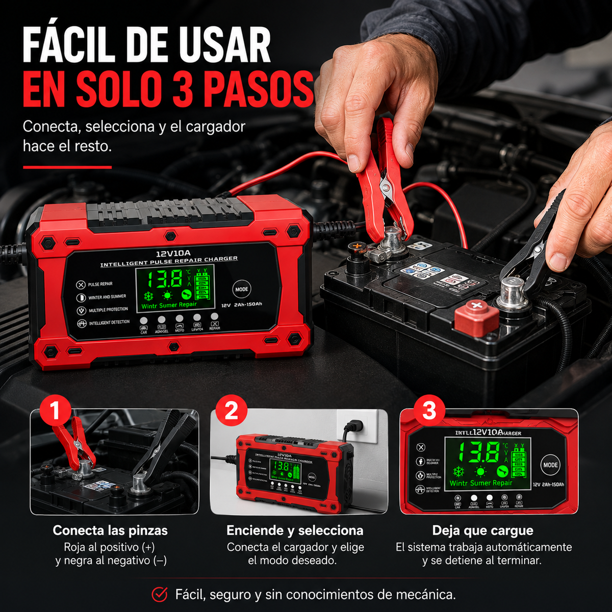 CARGADOR REPARADOR DE BATERIAS PARA AUTO