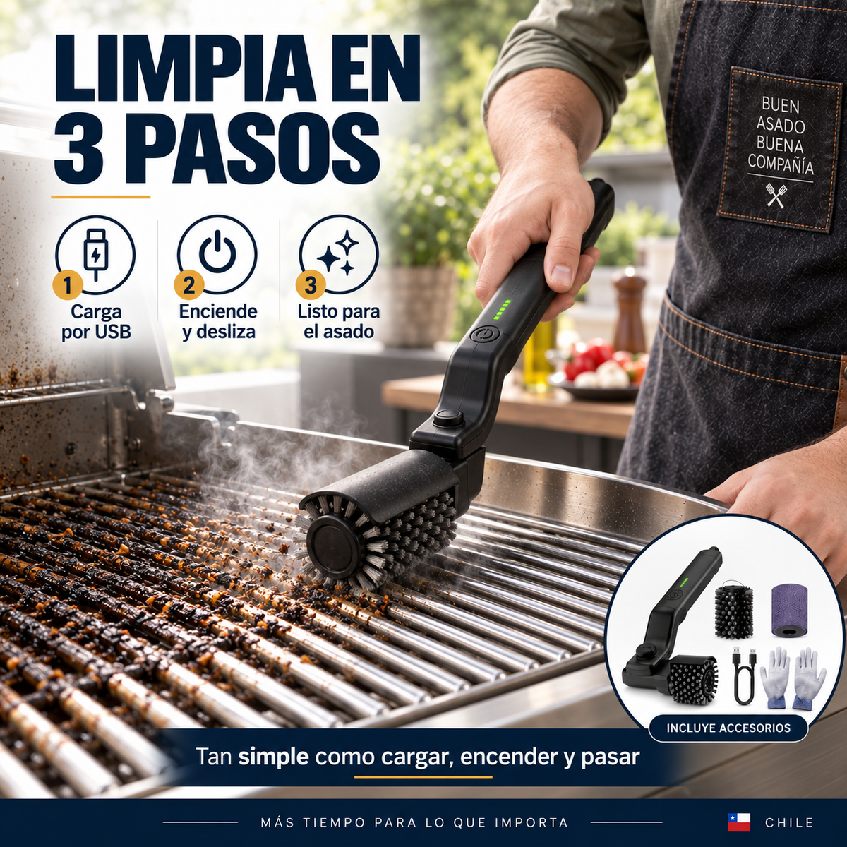 Cepillo De Limpieza De Parrilla Recargable