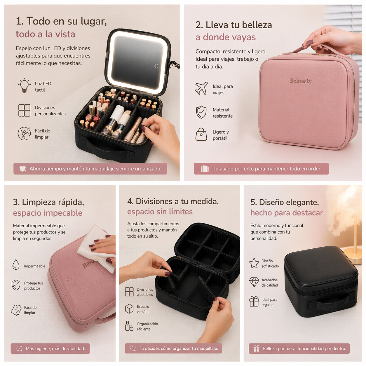 Estuche Maquillaje Con Luz Led® - Luz Perfecta. Maquillaje Impecable