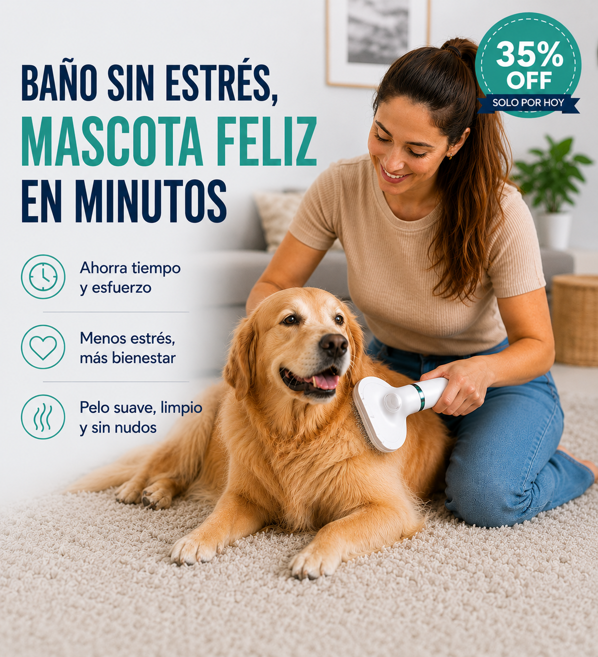 PACK MASCOTA CEPILLO SECADOR + GUANT