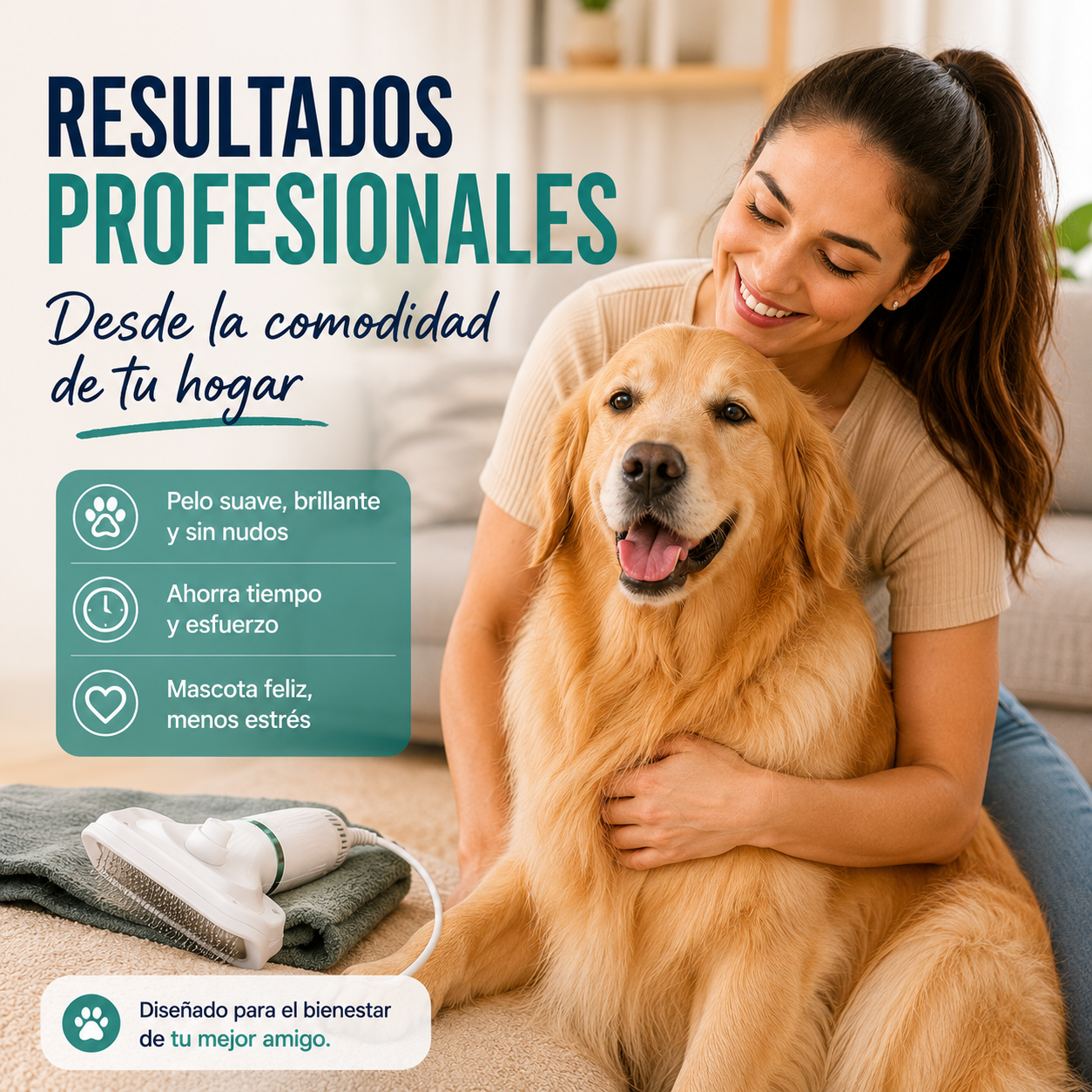 PACK MASCOTA CEPILLO SECADOR + GUANT