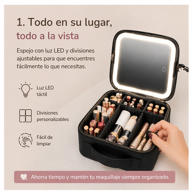 Estuche Maquillaje Con Luz Led® - Luz Perfecta. Maquillaje Impecable